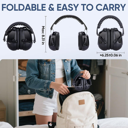 TICONN Noise Cancelling Ear Muffs for Adults, SNR 33dB Hearing Protection, Adjustable Safety Earmuffs for Construction