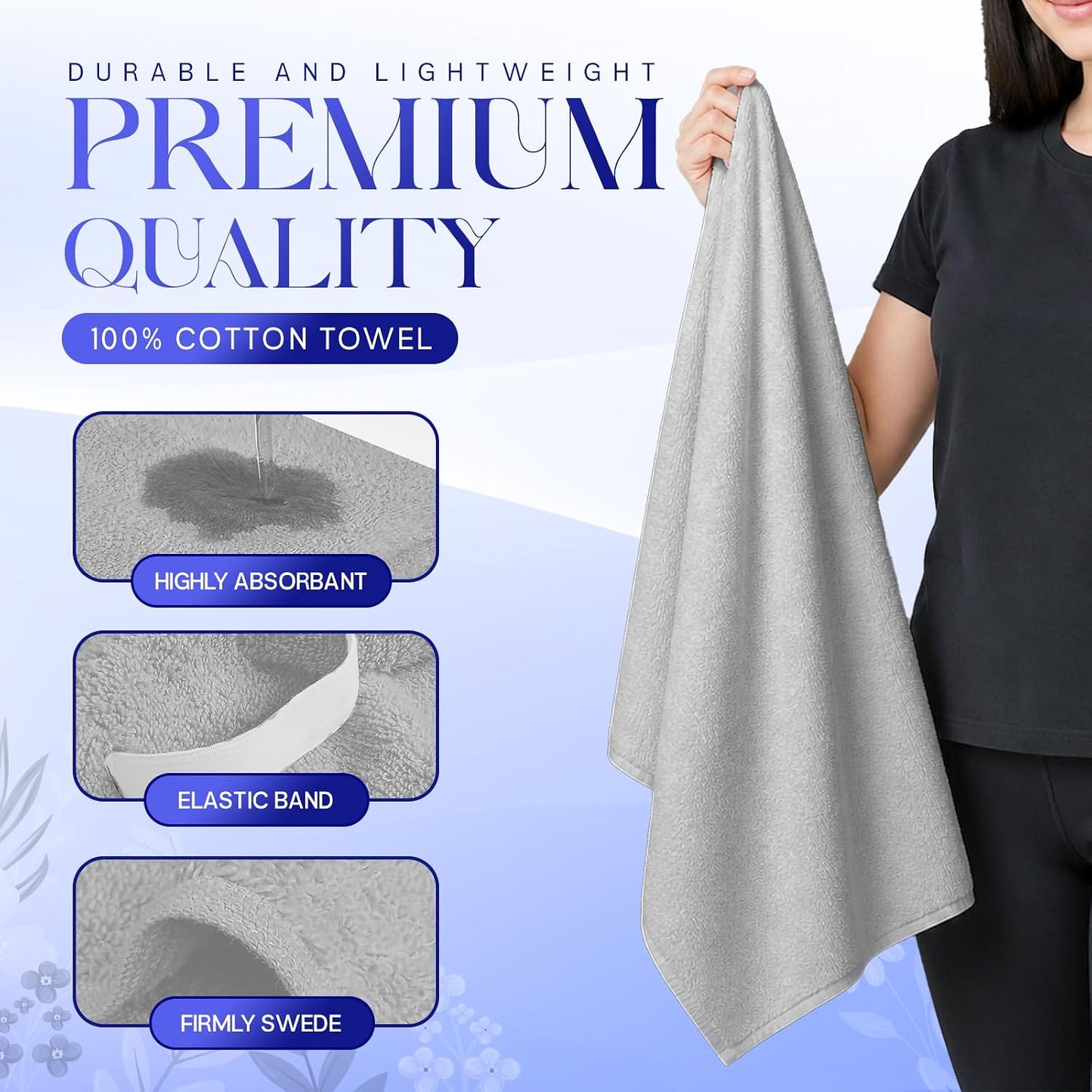 Lili&James 100% Cotton Hair Towel Wrap for Women & Kids – 420 GSM Quick Dry Hair Turban with Double Button Loop, Anti Frizz Non Microfiber Hair Drying Towel for Curly, Long & Thick Hair (Lilac)