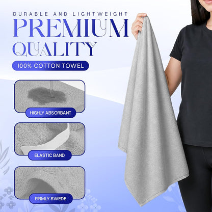 Lili&James 100% Cotton Hair Towel Wrap for Women & Kids – 420 GSM Quick Dry Hair Turban with Double Button Loop, Anti Frizz Non Microfiber Hair Drying Towel for Curly, Long & Thick Hair (Lilac)