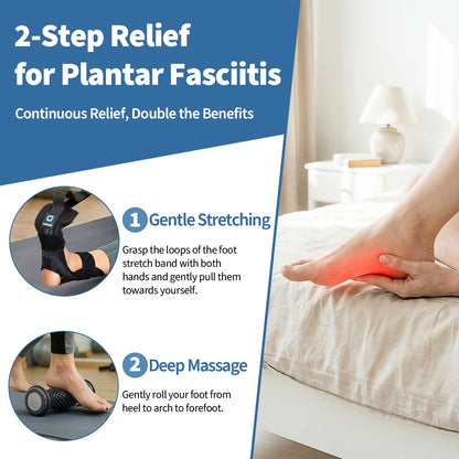 comness Foot and Calf Stretcher-Stretching Strap For Plantar Fasciitis, Heel Spurs, Foot Drop, Achilles Tendonitis & Hamstring. Yoga Foot & Leg Stretch Strap. (Black)