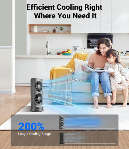 Personal Tower Cooling Fans that Blow Cold Air, Standing Small Desk Fan with 3 Speeds & Timer, 60° & 110° Oscillating Table Fan, Quiet and Safe Electric Floor Fan for Bedroom, Bedside, Home, Office