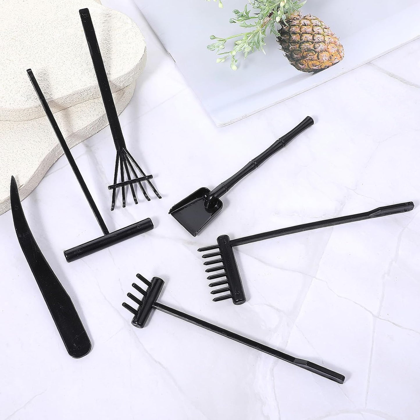 JJUNW Mini Zen Garden Kit, 6 Pcs Zen Garden Rake Tools Sand Casting Kit, Sand Zen Garden, Meditation Accessories for Home Office Desk Garden Decor