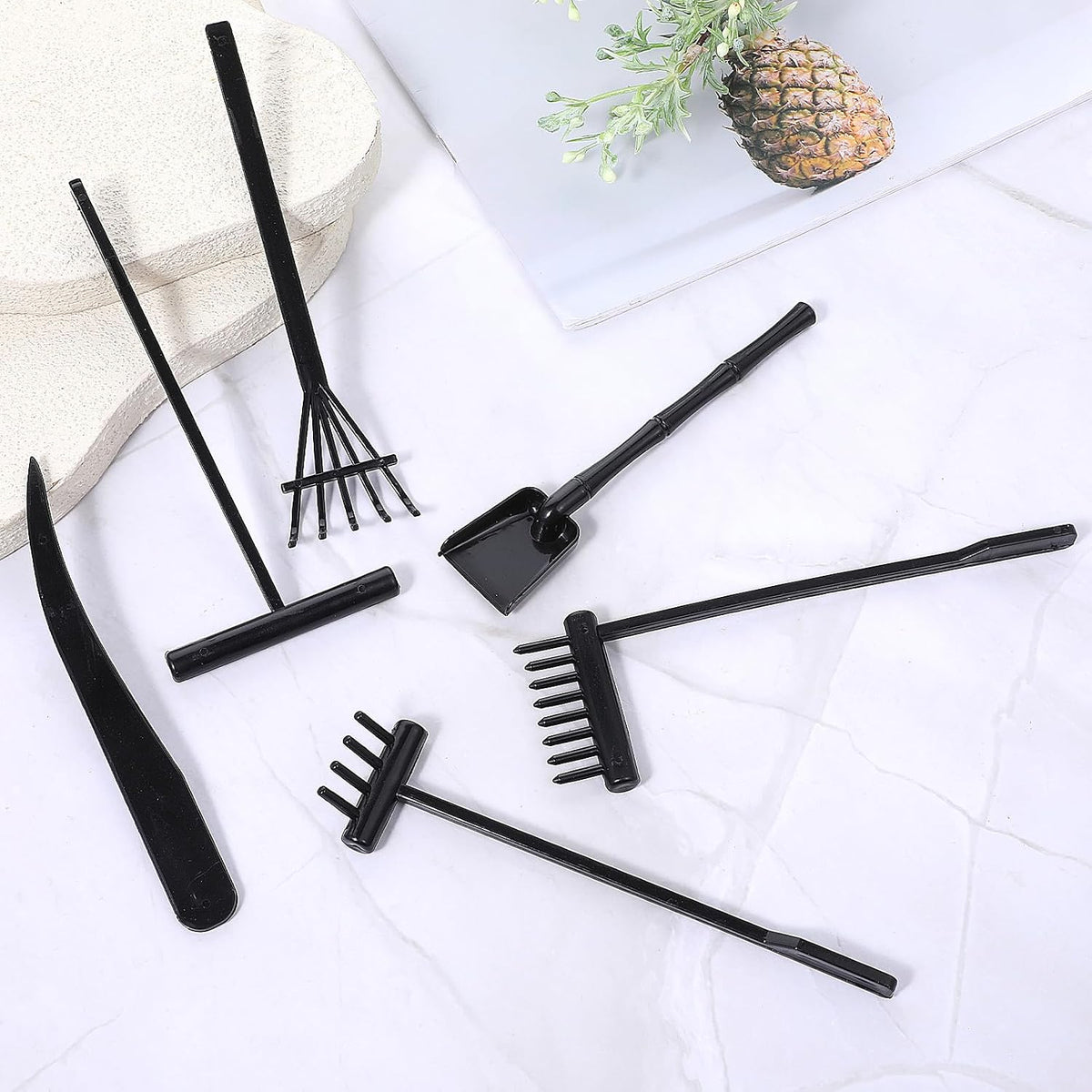 JJUNW Mini Zen Garden Kit, 6 Pcs Zen Garden Rake Tools Sand Casting Kit, Sand Zen Garden, Meditation Accessories for Home Office Desk Garden Decor