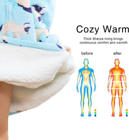 Kipswiza Wearable Blanket Hoodie Gifts for Women and Men, Oversized Cozy Warm Flannel Sherpa Hooded Blankets Sweatshirt with Giant Pockets for Adult and Teens, Dark Gray