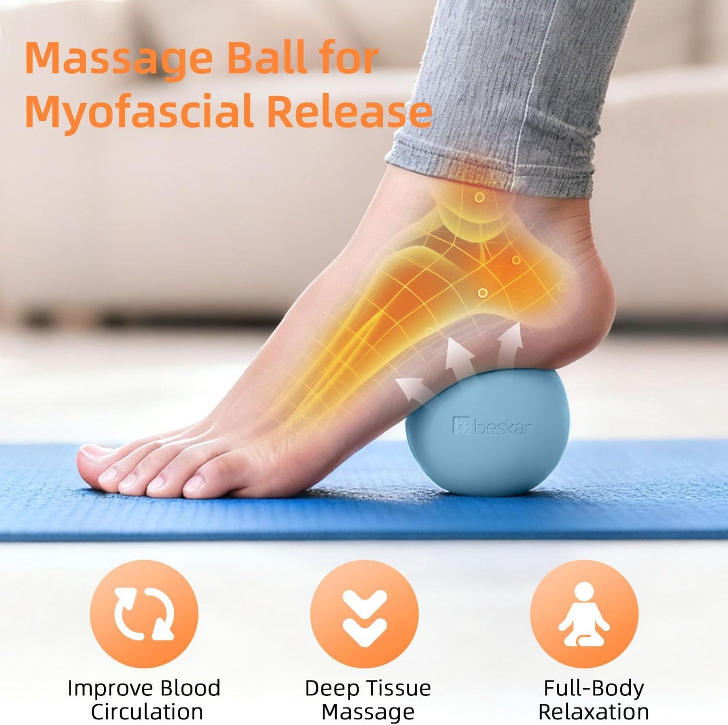Massage Lacrosse Balls for Myofascial Release, Trigger Point Therapy and Yoga Therapy, Foot Massage Ball to Relieve Plantar Fasciitis Black