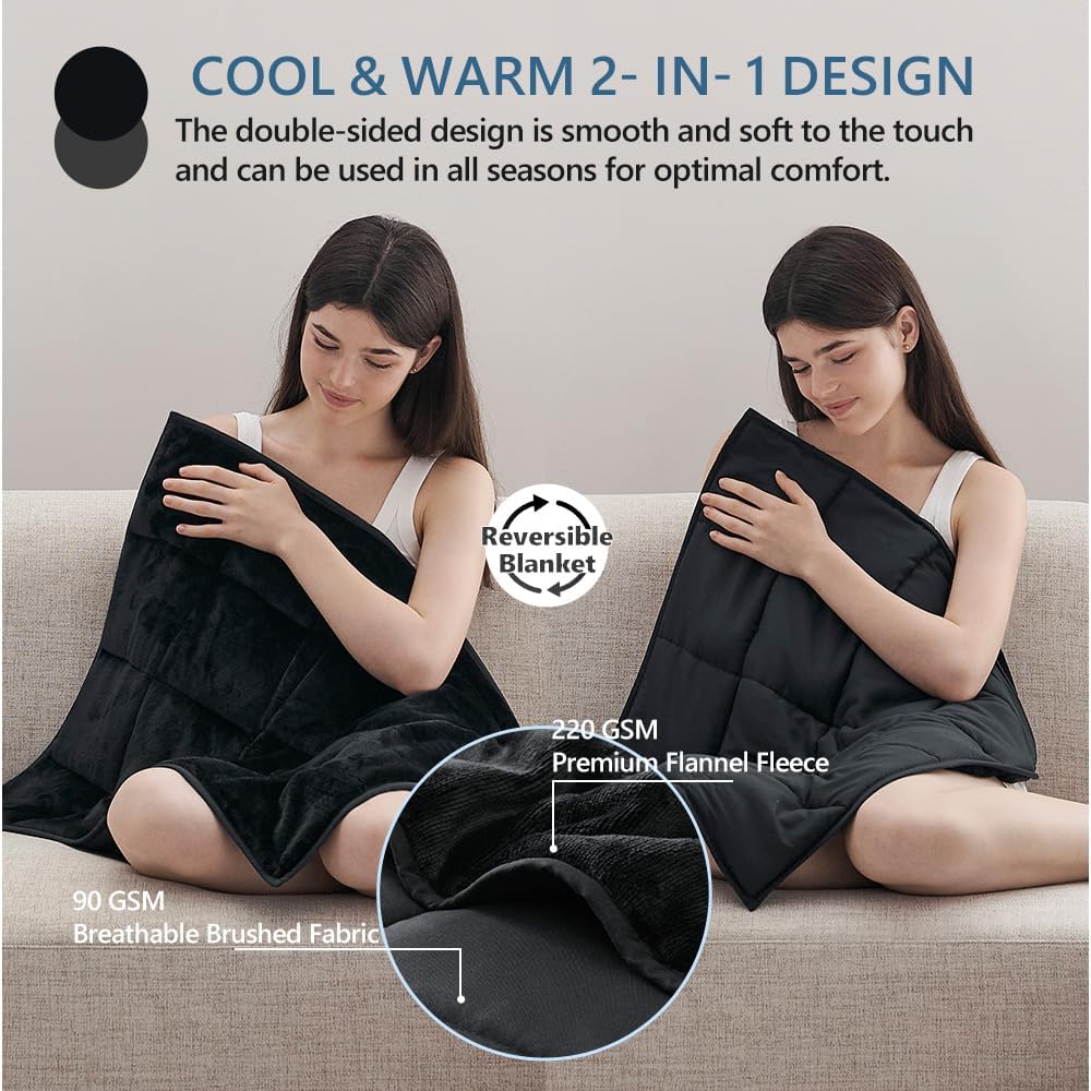 L'AGRATY Weighted Lap Pad 7lb: Small Weighted Blanket for Adults - Cooling Portable Travel Blanket for Relaxation Sleeping - Washable All-Season (29" x 24")