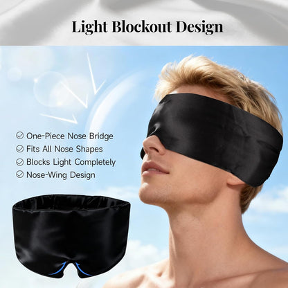 Cotton Sleep Eye Mask for Men Women, 100% Blocking Light Sleeping Mask for Side Sleeper, Soft Zero Pressure Cooling Blackout Eye Masks for Sleep, Eye Covers for Sleeping fits All Heads Adjustable