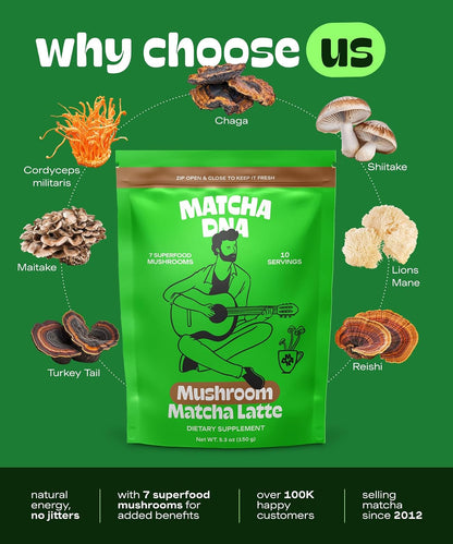MatchaDNA Matcha Powder Sticks 7 Pack (20g Each) – Sweetened with Milk, No Sugar Added – Organic Matcha Powder Green Tea Latte Mix for Hot or Iced Drinks – Organic Macha Tea, Smooth Energy Boost