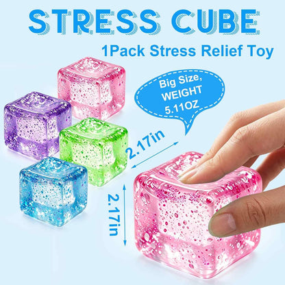 Square Squishy Squeeze Fidget Toys: Stress Relief Toys for Men Super Soft Slow Rising Cube - Sensory Desk Toys for Office Stress, Anxiety Relief & Focus - Cool Birthday Party Favors for Teens & Adults