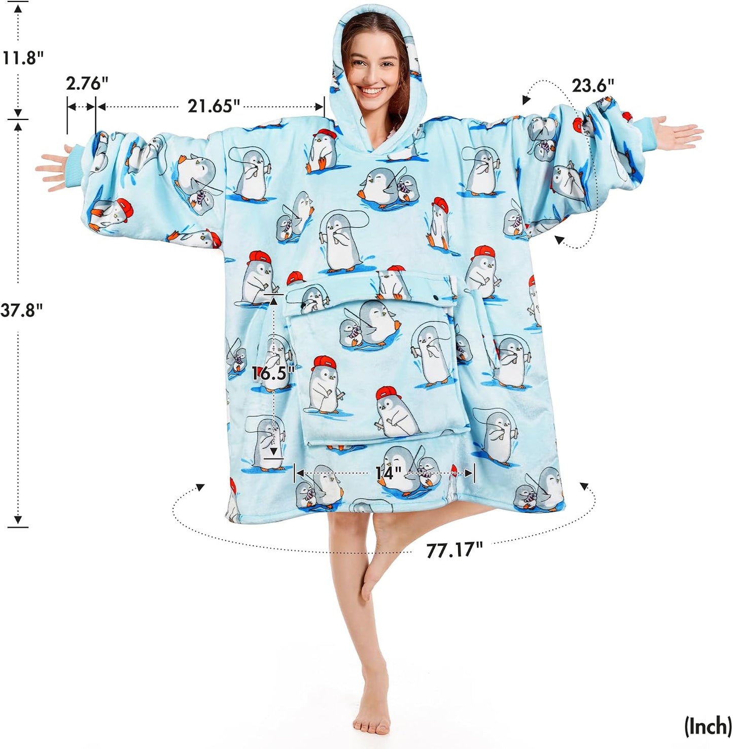 Narecte Cozy Oversized Blanket Hoodie Wearable Blanket Adults Soft Hooded Blanket Hoodie Birthday Gifts for Women Christmas - Colors A