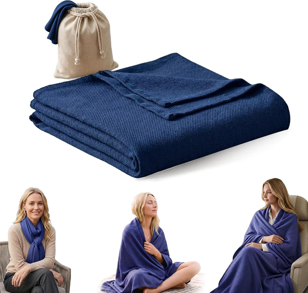 Travel Blanket Airplane - Ultra Soft & Lightweight Knit Design