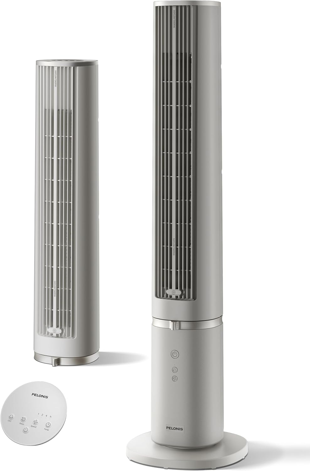 PELONIS 40 inch Bladeless Tower Fan for Bedroom, Standing Fan with Remote Control, 26ft/s, 90° Oscillation, 3 Speed Settings, 27dB, 3 Modes, 15-Hour Timer, LED Display, Fan that Blows Cold Air, White