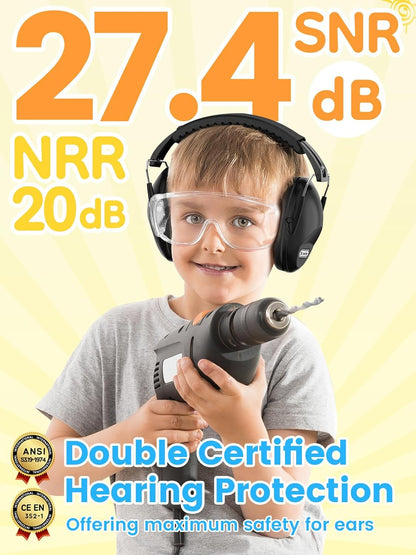 Dr.meter Ear Muffs for Noise Reduction: 27.4SNR Noise Cancelling Headphones for Kids Adults, EM100 Adjustable Hearing Protection Earmuffs for Monster Jam, Autism Sensory, Concerts, Fireworks- 3PACK
