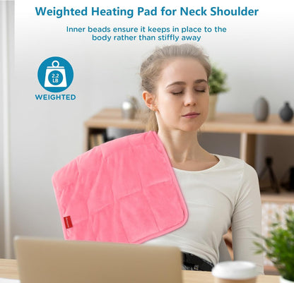 Comfytemp Weighted Heating Pad for Back & Period, FSA Eligible Electric Heat Pad, Birthday Gift for Women Men Mom Dad & Father Day Gifts, 2.2 lb HSA Neck Shoulder Heated Pad, 2H Auto-Off, 12x24, Blue