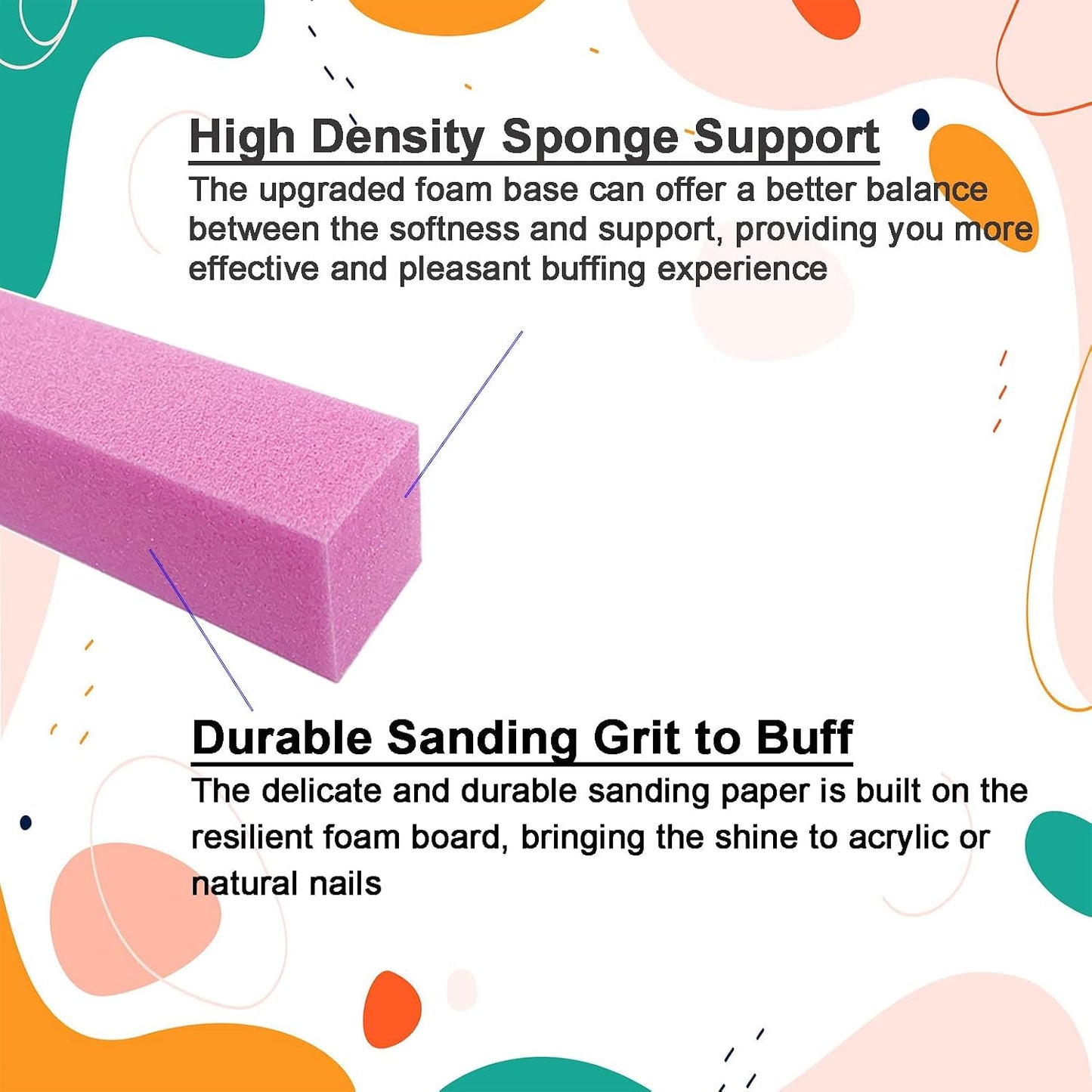 10 Pcs Nail Buffer Block for Acrylic and Natural Nails, 4 Sided Sanding Buffers for Gel Nails Fingernail Shine Buffing Filer Set, Professional Manicure Polisher Buffer Bulk Medium Grit (Purple)