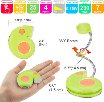 Kids Rechargeable Book Light, Clip on Reading Light for Kid, Kids Reading Lights, Amber Book Light for Reading in Bed, 2 Lighting Modes, Blue Light Blocking, Bookmark Light for Bookworms-Pink