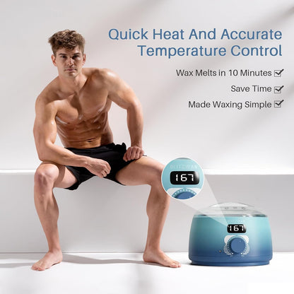 BLITZWAX Brazilian and Bikini Waxing Kit for Women, Hard Wax Warmer for Face, Legs and Body, At Home Hair Removal Kit, Beginner Friendly, Digital Fast Heating, 51 Wax Items