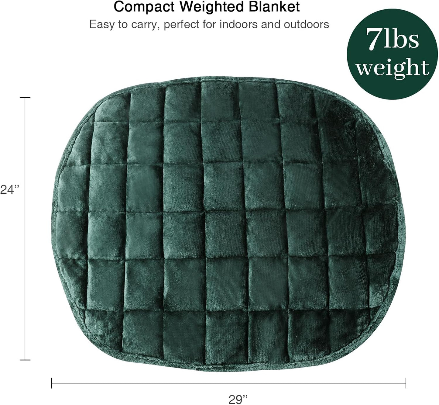 Alomidds Weighted Lap Blanket 7lbs, Cozy Breathable Flannel Weighted Lap Pad for Adults, Small Weighted Blanket for Travel, Couch, Green, 29" x 24"