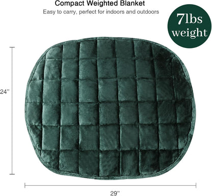 Alomidds Weighted Lap Blanket 7lbs, Cozy Breathable Flannel Weighted Lap Pad for Adults, Small Weighted Blanket for Travel, Couch, Green, 29" x 24"