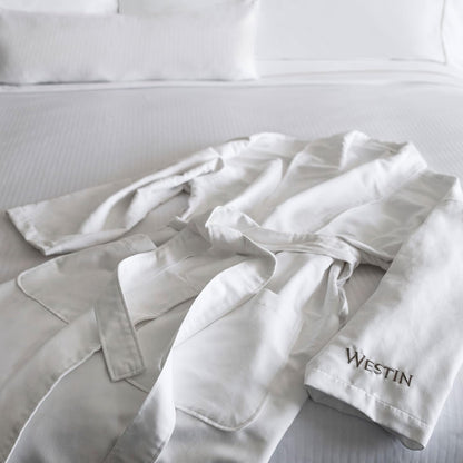 Westin Spa Robe - Soft, Absorbent Microfiber Robe - White Lightweight Hotel Bathrobe - One Size