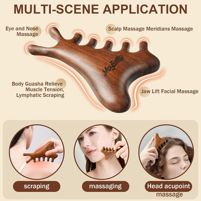 MoyRetty Wooden Gua Sha Tool, Sandalwood Face & Body Massager