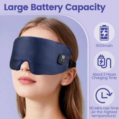 Heated Eye Mask for Dry Eyes, Cordless Warm Eye Compress with 4 Heat & time Levels, Eye Heating pad for Blepharitis, Styes, Travel, Improved Sleep, Gift (Navy Blue)