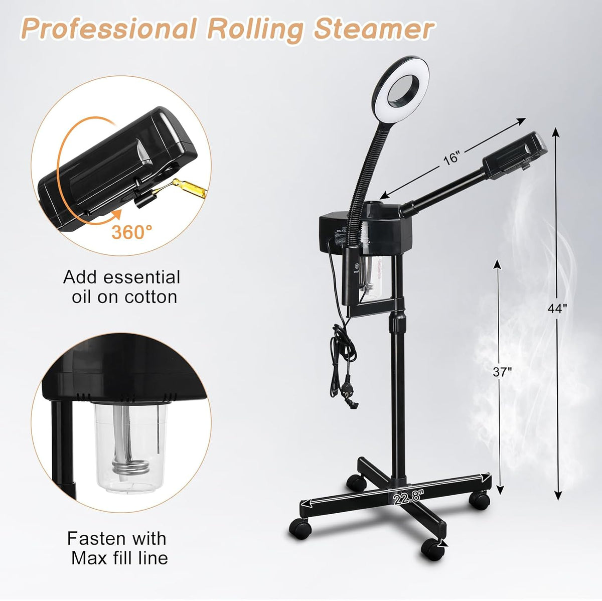 Winado 2 in 1 Facial Steamer with 5X Magnification Light, Deep Cleaning