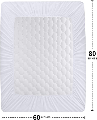 Utopia Bedding Waterproof Mattress Protector, Queen Mattress Pad, Noiseless Quilted Fitted Cover with Deep Pocket Stretches up to 16 Inches (White)