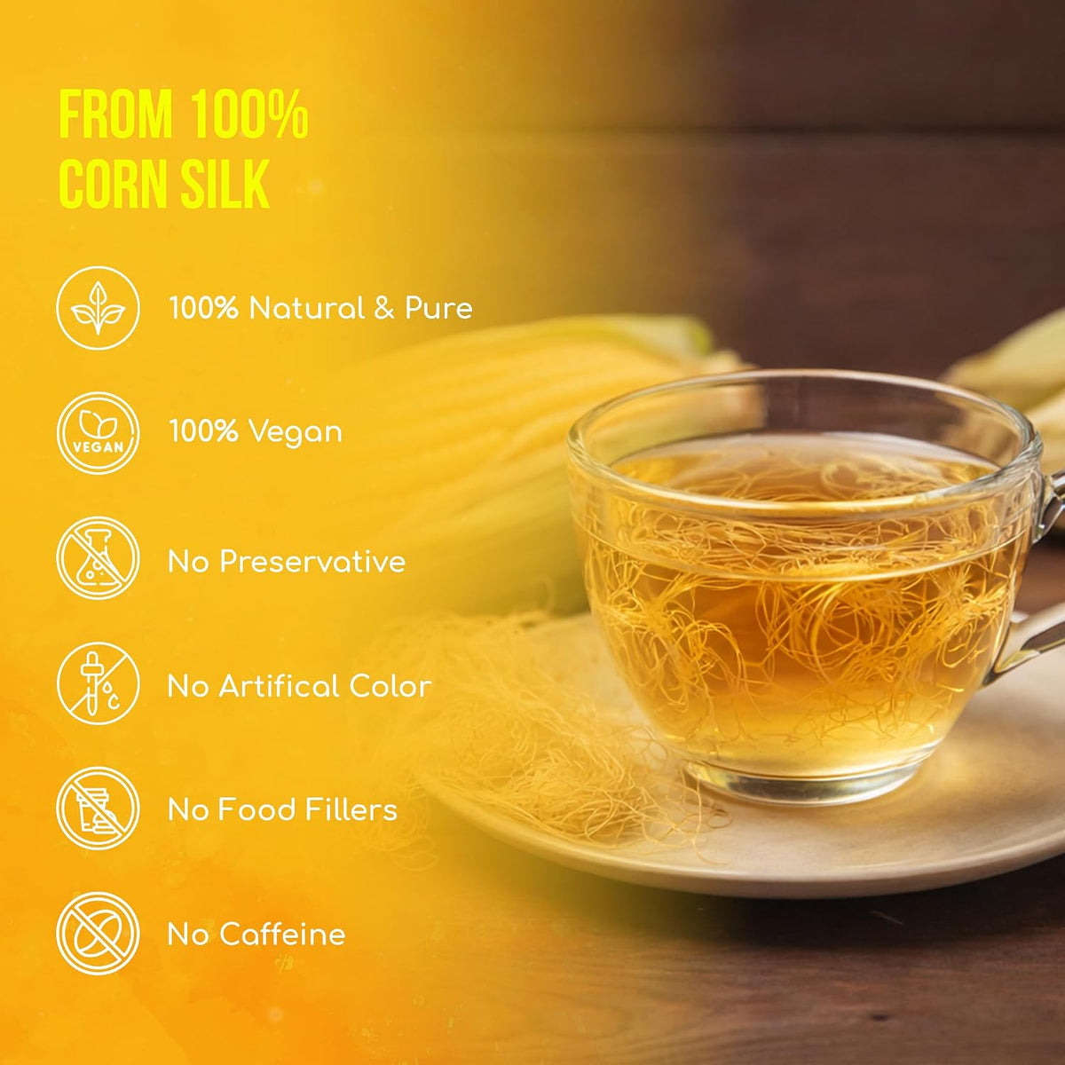FreshDrinkUS, Premium 25 Tea Bags Corn Silk Tea, 100% Natural & Pure from Corn Silk. Herbal Tea. Clean Ingredients. Made with Natural Material Tea Bags. No Sugar, No Caffeine, Vegan.