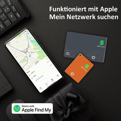 SEINXON Wallet Tracker (iOS Only) IP68 Thin Item Finder Card Luggage Located Bluetooth Works with Apple Find My APP & Network - Magnetic Charger (Slim)
