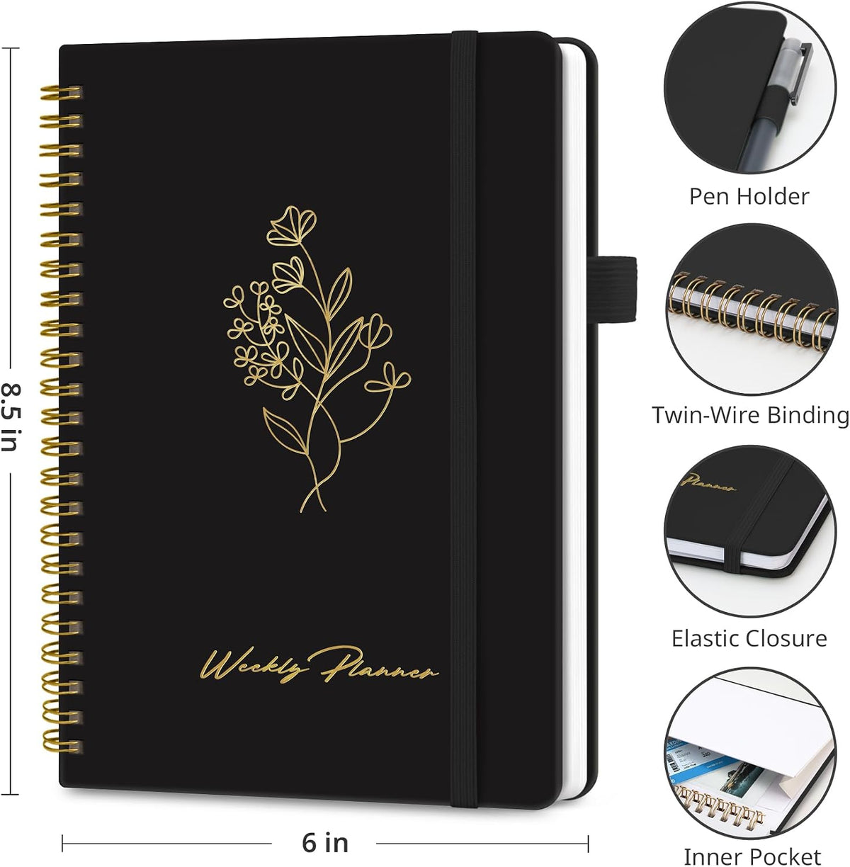 Taja Undated Weekly Planner, To Do List Notebook with Habit Tracker, A5