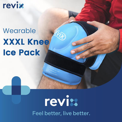 REVIX 20‘’ XXXL Knee Ice Pack Wrap Around Entire Knee, Extra Large Ice Pack for Knee Meniscus Tear and Arthritis, Cold Compress Therapy, Reusable Ice Wraps for Back, Shoulder, Post-Workout Recovery