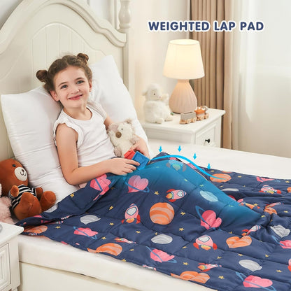 yescool Weighted Lap Pad 2 Pounds Weighted Lap Blanket, Space Plane Small Weighted Blanket, Weighted Throw Blanket Gifts for Travel Indoor Outdoor, 20"x30"
