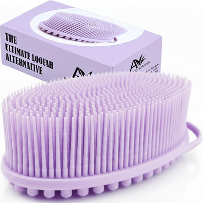 Avilana Premium Silicone Body Scrubber - Trusted Since 2017 - SGS Certified Food Grade Dual Sided Bath Brush, Quick-Dry Exfoliating Loofah Alternative, Massage Brush Sensitive Skin Women Men