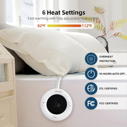 GOTCOZY Heated Mattress Pad Mini Twin Size-Heated Pad for Bed Warmer(White)