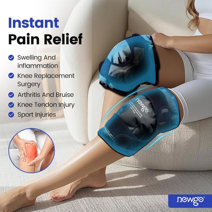 NEWGO Knee Ice Pack Wrap, Ice Pack for Knees Cold Compression Therapy for Knee Replacement Surgery, Arthritis Pain, ACL, Swelling, Sports Injuries (21.7" x 9.8") - Blue