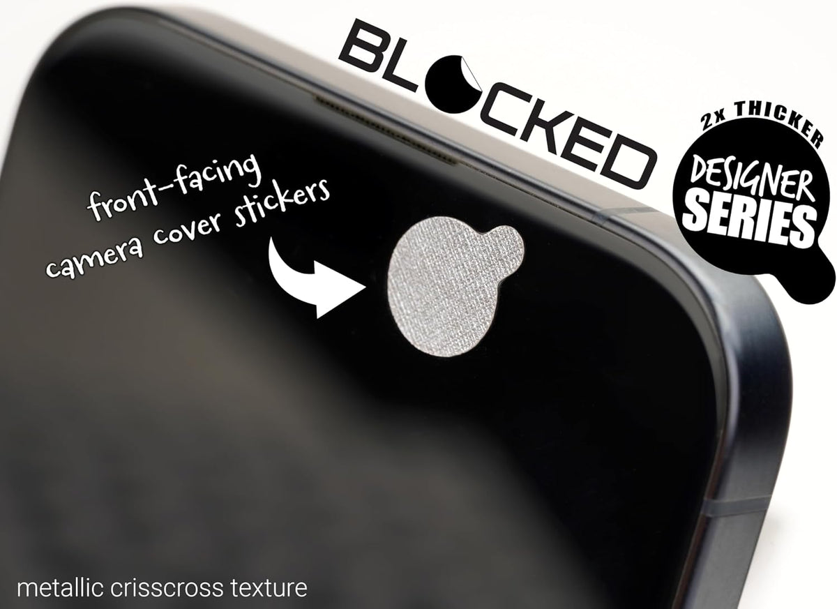 Blocked Original Vinyl Webcam Cover Stickers | Restickable & Stackable Privacy Covers | for All Camera-endable Devices | 3-Sizes | 57 Black Tabbed (Muted Matte)
