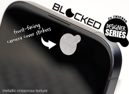 Blocked Original Vinyl Webcam Cover Stickers | Restickable & Stackable Privacy Covers | for All Camera-endable Devices | 3-Sizes | 57 Black Tabbed (Muted Matte)