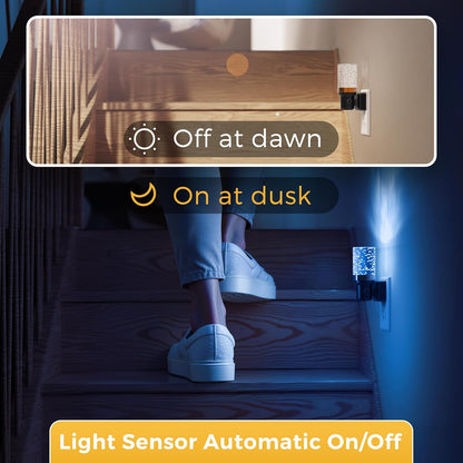 L LOHAS LED Night Light, Dimmable Night Lights Plug into Wall, Automatic Night Lights Plug in with Auto Light Sensor,Adjustable Brightness Amber LED Night Light, for Bedroom Hallway Home Decor