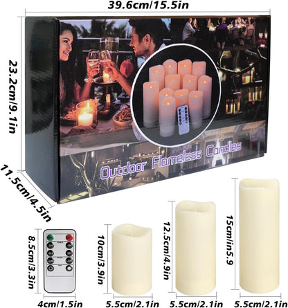 24 Pcs LED Flameless Candles with Remote, 3D Flickering Flame & LED String Lights, Acrylic Clear Cylinder, Timer Function, Romantic Ambience for Home Decor, Party, Wedding (Ivory).