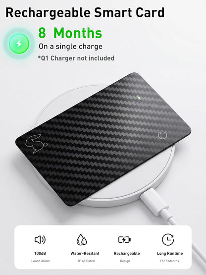 MFi Certified Wallet Tracker Card with Card Holder,Rechargeable Android & iOS Item Finder for Wallets Passport Luggage,Compatible with iOS Find My & Google Find Hub,Ultra Slim
