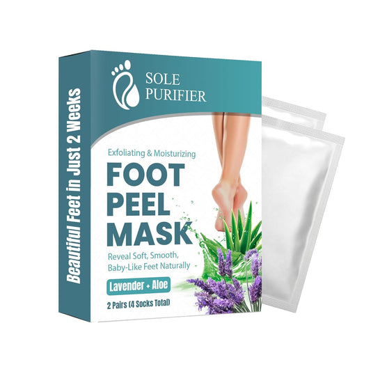 Foot Peel Mask 2 Pack, Exfoliating Foot Mask for Dead Skin & Callus Removal, Peeling Treatment with Lactic Acid, Aloe Vera & Lavender, Smooth Soft Feet at Home for Men & Women