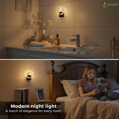 L LOHAS LED Night Light, Dimmable Night Lights Plug into Wall, Automatic Night Lights Plug in with Auto Light Sensor,Adjustable Brightness Amber LED Night Light, for Bedroom Hallway Home Decor