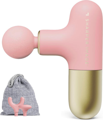 Sharper Image Powerboost Move - Mini Percussion Massage Gun| 4 Attachments, 4 Speeds, FSA Eligible| Full Body Back & Shoulder Massager| Deep Tissue Muscle Recovery| Portable Pain Relief Massage Tool