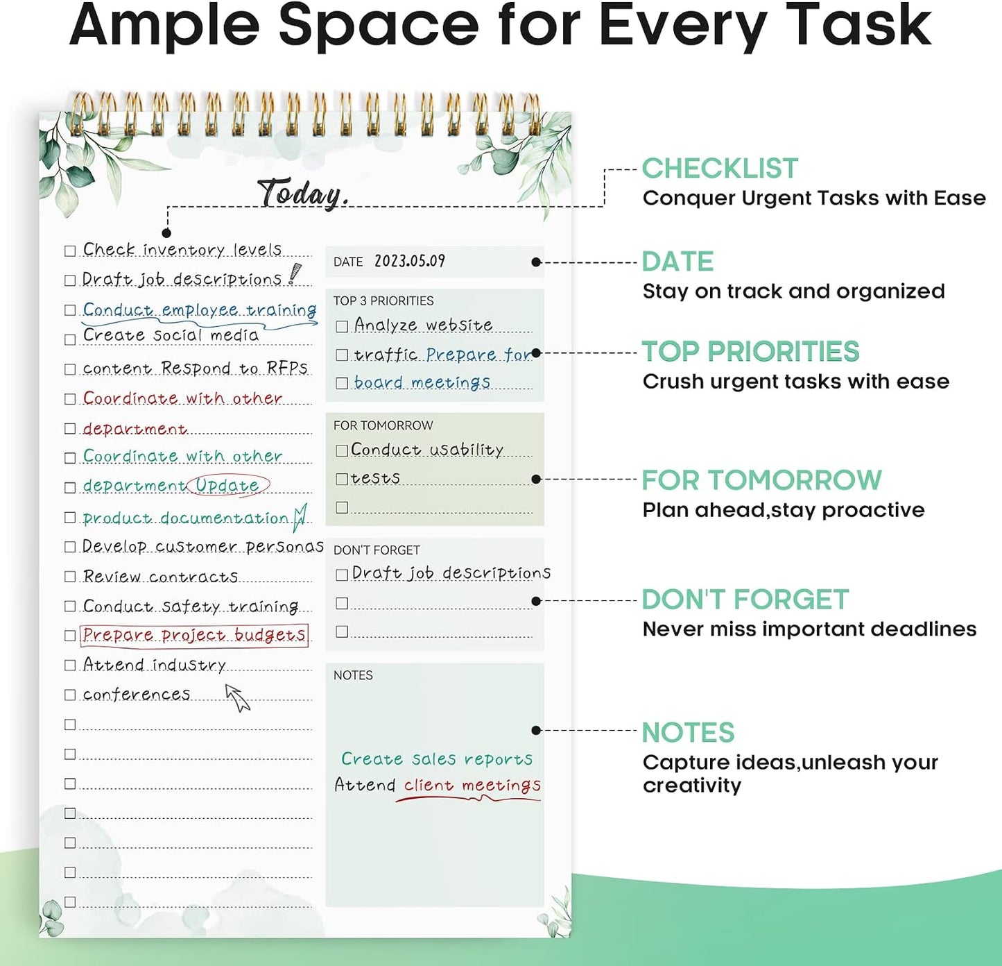 Taja To Do List Notepad - To Do List Notebook for Work with 52 Sheets, 9.8" x 6.5", Undated Daily Planner Perfect for Daily Tasks and Goal Setting, Notepad Suitable for Office, Home & School - Violet Dream