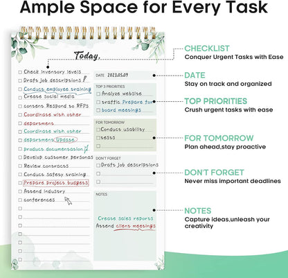 Taja To Do List Notepad - To Do List Notebook for Work with 52 Sheets, 9.8" x 6.5", Undated Daily Planner Perfect for Daily Tasks and Goal Setting, Notepad Suitable for Office, Home & School - Violet Dream