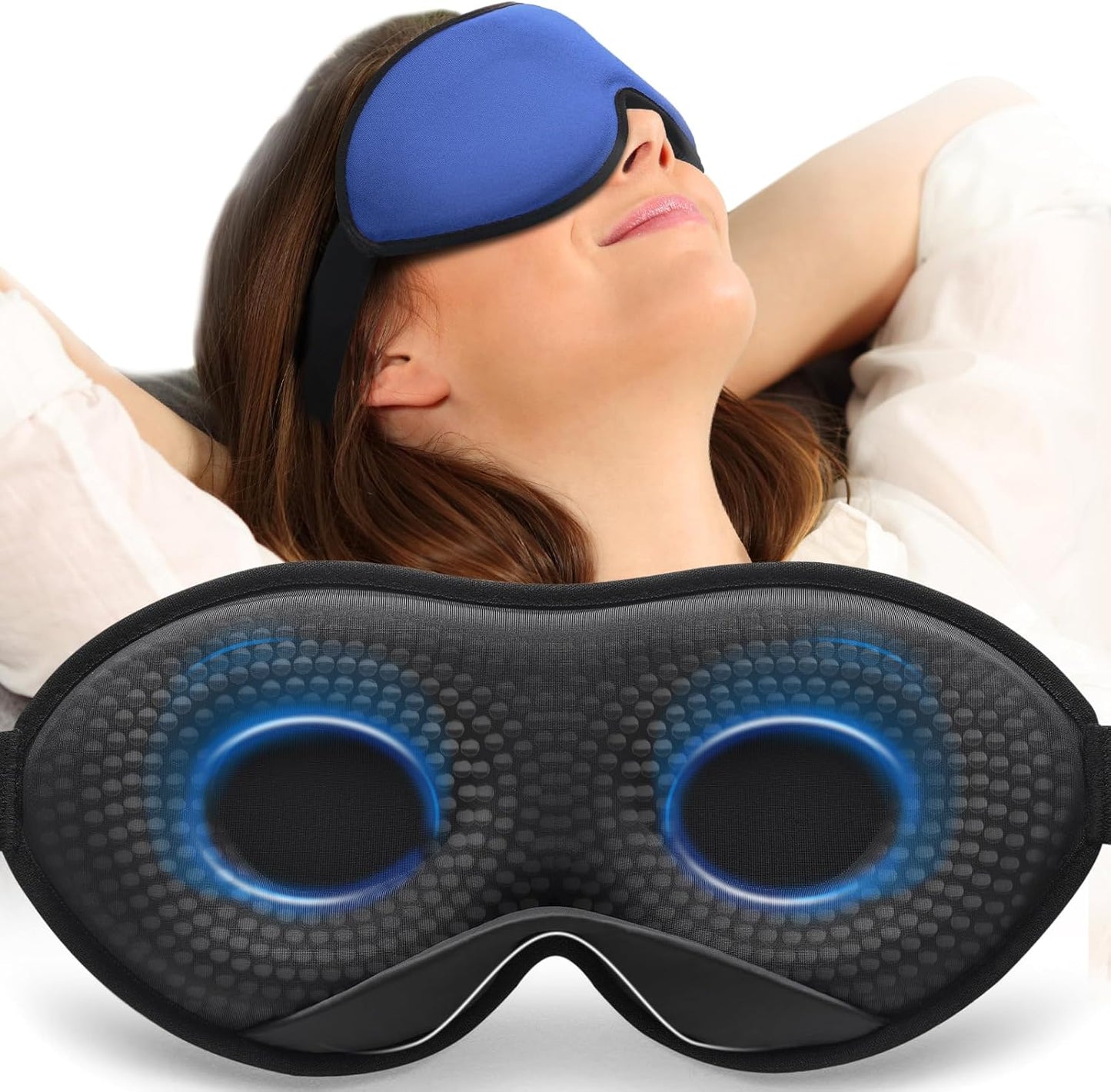 MABAO Weighted Sleep Mask - 100% Blackout Eye Mask for Sleeping for Women Men, 3D Contoured for Lash Extension, Zero Eye Pressure Memory Foam Cover, Soft Gentle Pressure Blindfold for Travel - Black