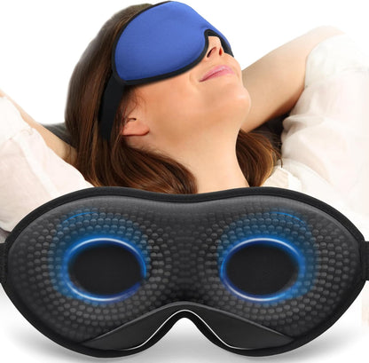 MABAO Weighted Sleep Mask - 100% Blackout Eye Mask for Sleeping for Women Men, 3D Contoured for Lash Extension, Zero Eye Pressure Memory Foam Cover, Soft Gentle Pressure Blindfold for Travel - Black