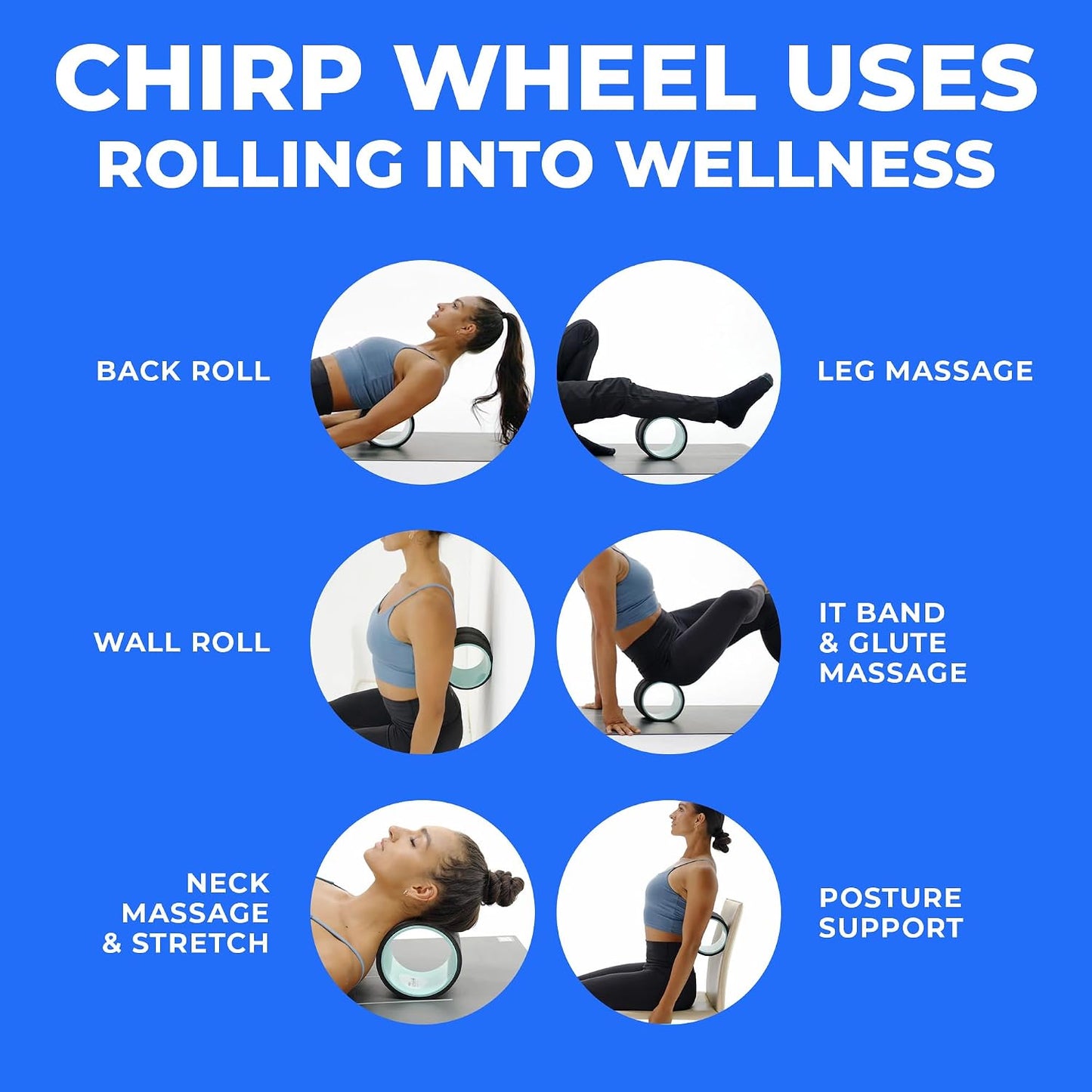 Chirp Wheel Foam Roller - Targeted Back & Neck Pain Relief, Muscle Massage, Trigger Point Therapy, High-Density Foam Tool for Physical Therapy, Stretching & Exercise, 500lbs Capacity, 12-Inch Mint