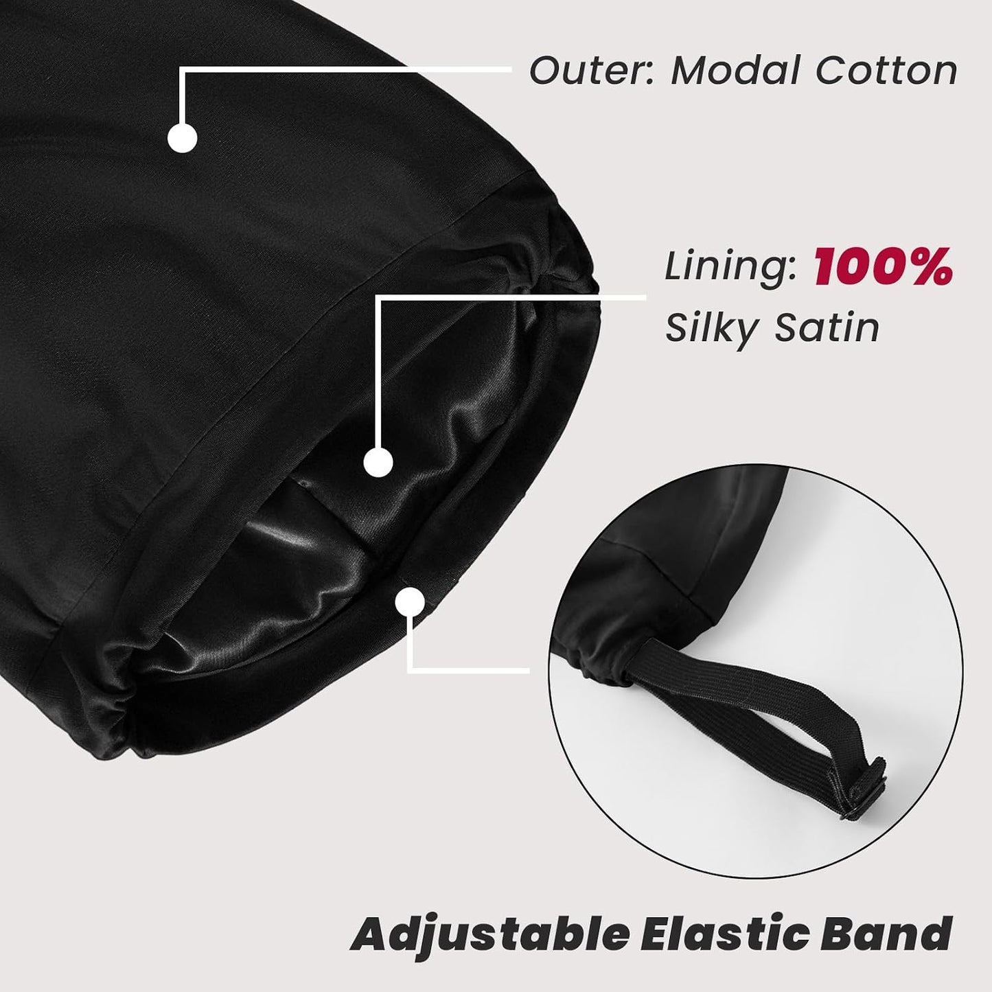ZHENSILK Silk Bonnet for Sleeping Women, Adjustable Silky Satin Lined Sleep Cap, Silk Hair Wrap Slouch Beanie Hat